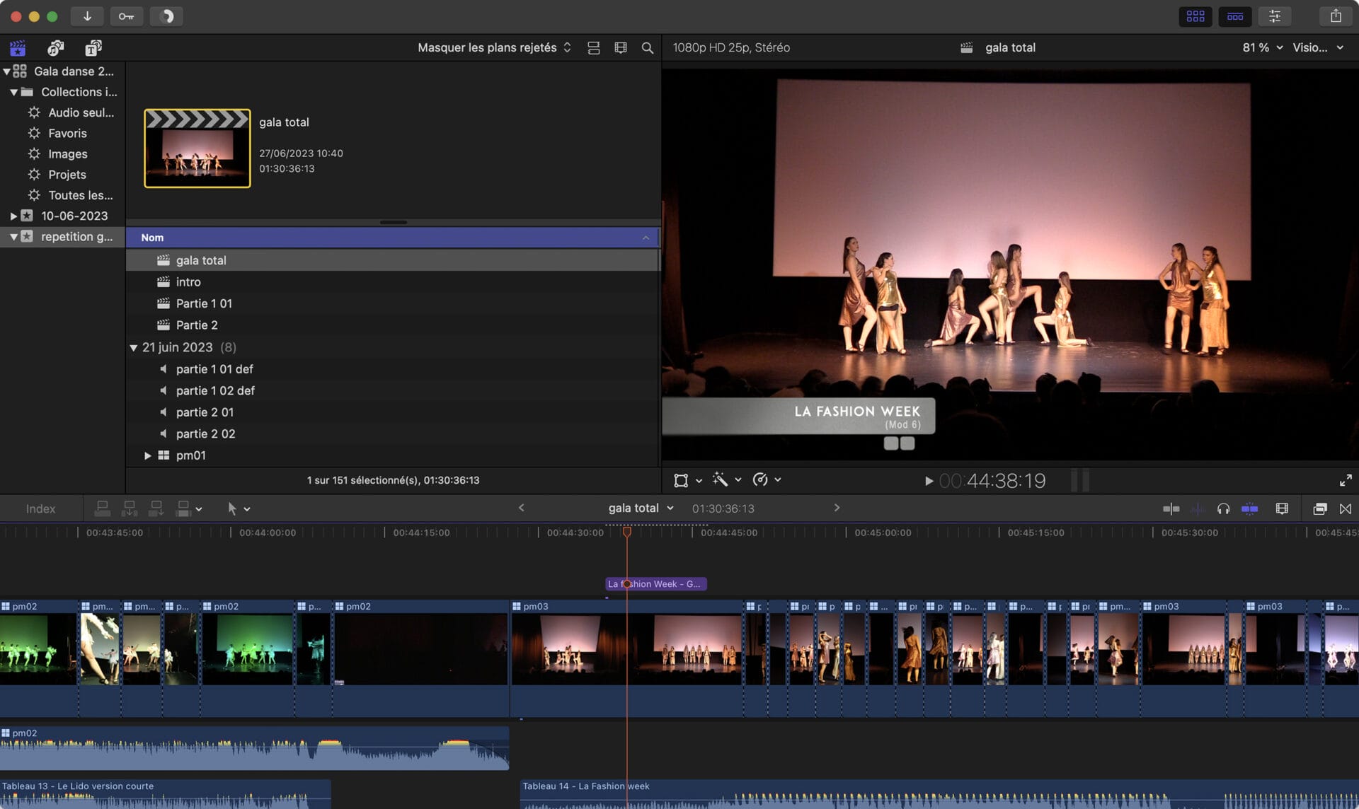 Ecran de montage Final Cut Pro X vidéos et courts-métrages du Studio Sourisdom